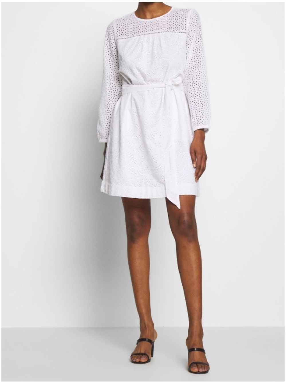 Gap White Eyelet Belted Long Sleeve Mini Dress - NWT, size S